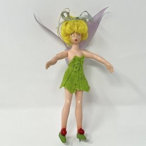 RARE Vintage Disney Rubber Tinkerbell Fairy Wings Peter Pan Ornament Bendy Doll